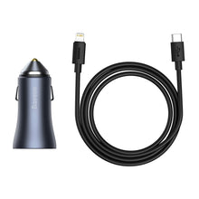 Заредете изображение във визуализатора на галерията – Baseus Golden Contactor Pro quick car charger USB Type C / USB 40 W Power Delivery 3.0 Quick Charge 4+ SCP FCP AFC + USB Typ C - Lightning cable gray (TZCCJD-B0G) - TopMag
