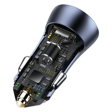 Заредете изображение във визуализатора на галерията – Baseus Golden Contactor Pro quick car charger USB Type C / USB 40 W Power Delivery 3.0 Quick Charge 4+ SCP FCP AFC + USB Typ C - Lightning cable gray (TZCCJD-B0G) - TopMag
