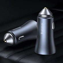 Заредете изображение във визуализатора на галерията – Baseus Golden Contactor Pro quick car charger USB Type C / USB 40 W Power Delivery 3.0 Quick Charge 4+ SCP FCP AFC + USB Typ C - Lightning cable gray (TZCCJD-B0G) - TopMag
