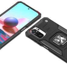 Заредете изображение във визуализатора на галерията – Wozinsky Ring Armor Case Kickstand Tough Rugged Cover for Xiaomi Redmi Note 10 / Redmi Note 10S black - TopMag
