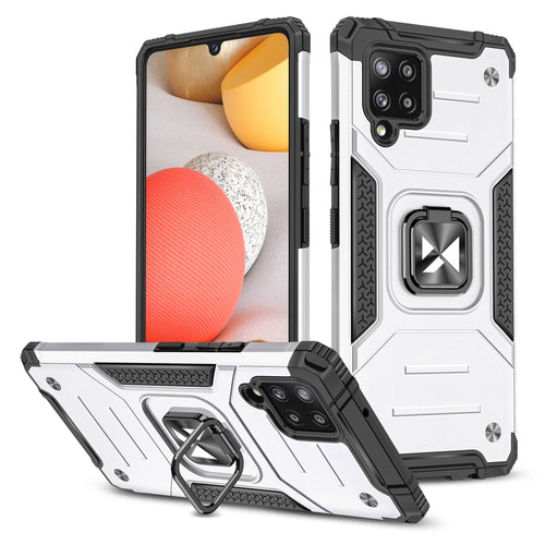 Wozinsky Ring Armor Case Kickstand Tough Rugged Cover for Samsung Galaxy A42 5G silver - TopMag