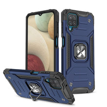 Заредете изображение във визуализатора на галерията – Wozinsky Ring Armor Case Kickstand Tough Rugged Cover for Samsung Galaxy A12 / Galaxy M12 blue - TopMag

