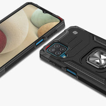 Заредете изображение във визуализатора на галерията – Wozinsky Ring Armor Case Kickstand Tough Rugged Cover for Samsung Galaxy A12 / Galaxy M12 blue - TopMag

