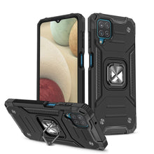 Заредете изображение във визуализатора на галерията – Wozinsky Ring Armor Case Kickstand Tough Rugged Cover for Samsung Galaxy A12 / Galaxy M12 black - TopMag
