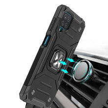 Заредете изображение във визуализатора на галерията – Wozinsky Ring Armor Case Kickstand Tough Rugged Cover for Samsung Galaxy A12 / Galaxy M12 black - TopMag
