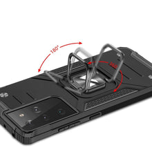 Заредете изображение във визуализатора на галерията – Wozinsky Ring Armor Case Kickstand Tough Rugged Cover for Samsung Galaxy S21 Ultra 5G black - TopMag
