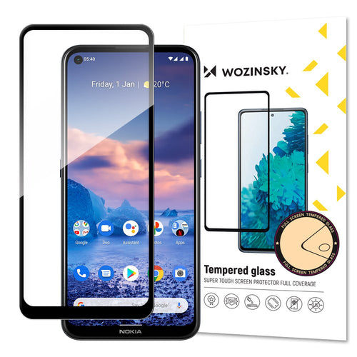 Wozinsky Tempered Glass Full Glue Super Tough Screen Protector Full Coveraged with Frame Case Friendly for Nokia 5.4 black - TopMag