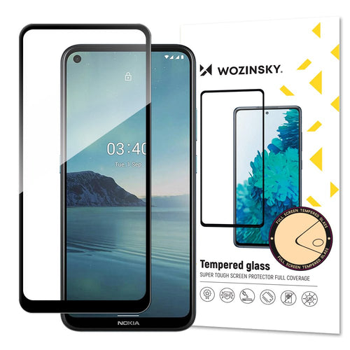 Wozinsky Tempered Glass Full Glue Super Tough Screen Protector Full Coveraged with Frame Case Friendly for Nokia 3.4 black - TopMag