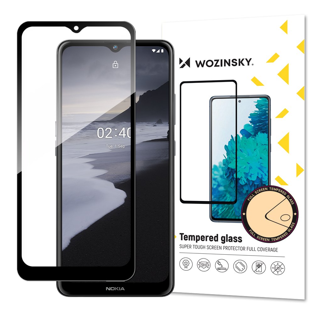 Wozinsky Tempered Glass Full Glue Super Tough Screen Protector Full Coveraged with Frame Case Friendly for Nokia 2.4 black - TopMag