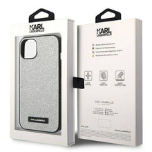 Заредете изображение във визуализатора на галерията – Original faceplate case KARL LAGERFELD KLHCP14SG2ELS for iPhone 14 (Solid Glitter Plaque Logo / silver)
