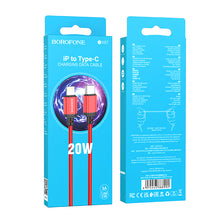 Заредете изображение във визуализатора на галерията – Borofone Cable BX87 Sharp - Type C to Lightning - PD 20W 1 metre red
