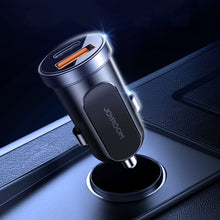 Заредете изображение във визуализатора на галерията – Joyroom mini dual port USB Type C / USB 30 W 5 A smart car charger Power Delivery Quick Charge 3.0 blue (C-A08) - TopMag

