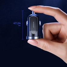 Заредете изображение във визуализатора на галерията – Joyroom mini dual port USB Type C / USB 30 W 5 A smart car charger Power Delivery Quick Charge 3.0 blue (C-A08) - TopMag
