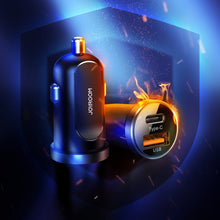Заредете изображение във визуализатора на галерията – Joyroom mini dual port USB Type C / USB 30 W 5 A smart car charger Power Delivery Quick Charge 3.0 blue (C-A08) - TopMag
