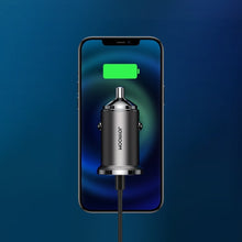 Заредете изображение във визуализатора на галерията – Joyroom mini dual port USB Type C / USB 45 W 5 A smart car charger Power Delivery Quick Charge 3.0 AFC SCP gray (C-A35) - TopMag
