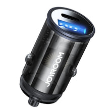 Заредете изображение във визуализатора на галерията – Joyroom mini dual port USB Type C / USB 20 W 3 A smart car charger Power Delivery Quick Charge 3.0 AFC SCP gray (C-A43) - TopMag

