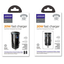 Заредете изображение във визуализатора на галерията – Joyroom mini dual port USB Type C / USB 20 W 3 A smart car charger Power Delivery Quick Charge 3.0 AFC SCP gray (C-A43) - TopMag
