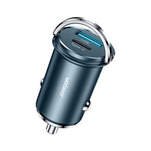 Заредете изображение във визуализатора на галерията – Joyroom mini dual port USB Type C / USB 20 W 5 A smart car charger Power Delivery Quick Charge 3.0 AFC SCP blue (C-A45) - TopMag
