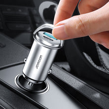 Заредете изображение във визуализатора на галерията – Joyroom mini dual port USB Type C / USB 20 W 5 A smart car charger Power Delivery Quick Charge 3.0 AFC SCP blue (C-A45) - TopMag
