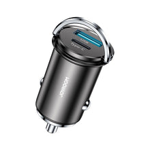 Заредете изображение във визуализатора на галерията – Joyroom mini dual port USB Type C / USB 20 W 5 A smart car charger Power Delivery Quick Charge 3.0 AFC SCP gray (C-A45) - TopMag
