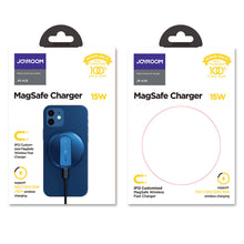 Заредете изображение във визуализатора на галерията – Joyroom wireless Qi charger 15 W for iPhone (MagSafe compatible) + USB Type C cable blue (JR-A28) - TopMag
