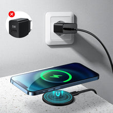 Заредете изображение във визуализатора на галерията – Joyroom wireless Qi charger 15 W for iPhone (MagSafe compatible) + USB Type C cable blue (JR-A28) - TopMag
