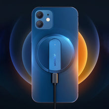 Заредете изображение във визуализатора на галерията – Joyroom wireless Qi charger 15 W for iPhone (MagSafe compatible) + USB Type C cable blue (JR-A28) - TopMag
