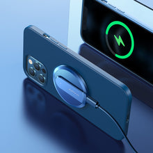 Заредете изображение във визуализатора на галерията – Joyroom wireless Qi charger 15 W for iPhone (MagSafe compatible) + USB Type C cable blue (JR-A28) - TopMag
