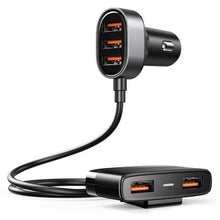 Заредете изображение във визуализатора на галерията – Joyroom fast car charger 5x USB 6.2 A with extension cable black (JR-CL03) - TopMag
