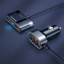 Заредете изображение във визуализатора на галерията – Joyroom fast car charger 5x USB 6.2 A with extension cable black (JR-CL03) - TopMag
