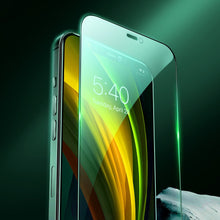 Заредете изображение във визуализатора на галерията – Joyroom Knight Series 2,5D eye protection full screen green tempered glass with Anti Blue Light filter for iPhone 12 Pro Max black (JR-PF600) - TopMag
