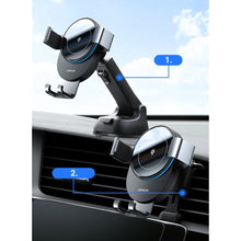 Заредете изображение във визуализатора на галерията – Joyroom Qi wireless 15 W car charger gravity phone holder (air vent) gray (JR-ZS212) - TopMag

