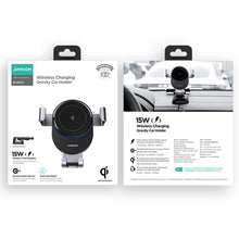 Заредете изображение във визуализатора на галерията – Joyroom Qi wireless 15 W car charger gravity phone holder (dashboard) gray (JR-ZS212) - TopMag
