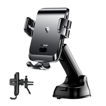 Заредете изображение във визуализатора на галерията – Joyroom Qi wireless 15 W automatic car charger electric phone holder (dashboard) black (JR-ZS214) - TopMag
