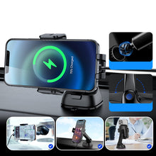 Заредете изображение във визуализатора на галерията – Joyroom Qi wireless 15 W automatic car charger electric phone holder (dashboard) black (JR-ZS214) - TopMag
