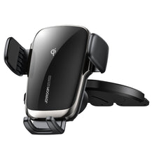 Заредете изображение във визуализатора на галерията – Joyroom Qi Wireless Charger Automatic Electric CD Drive Car Holder Black (JR-ZS248) - TopMag
