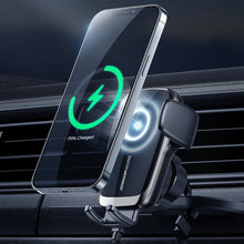 Заредете изображение във визуализатора на галерията – Joyroom Qi Wireless Charger Automatic Electric CD Drive Car Holder Black (JR-ZS248) - TopMag
