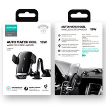 Заредете изображение във визуализатора на галерията – Joyroom Qi Wireless Charger Automatic Electric Car Holder for Cockpit Dashboard Black (JR-ZS248) - TopMag
