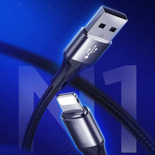 Заредете изображение във визуализатора на галерията – Joyroom USB - Lightning cable 3 A 0,2 m black (S-0230N1) - TopMag
