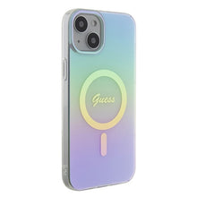 Заредете изображение във визуализатора на галерията – Original Case GUESS IML Iridescent Magsafe hardcase GUHMP15MHITSQ for Iphone 15 Plus turquoise
