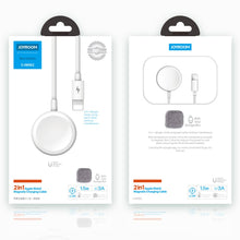 Заредете изображение във визуализатора на галерията – Joyroom 2in1 wirelee Qi charger for Apple Watch / USB - Lightning cable 1,5 m white (S-IW002S) - TopMag
