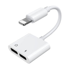 Заредете изображение във визуализатора на галерията – Joyroom Lightning - 2x Lightning headphone adapter audio and charging white (S-Y104) - TopMag
