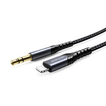 Заредете изображение във визуализатора на галерията – Joyroom AUX stereo audio cable 3.5 mm mini jack - Lightning for iPhone iPad 2 m black (SY-A02) - TopMag
