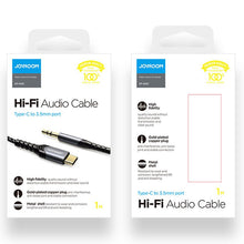 Заредете изображение във визуализатора на галерията – Joyroom AUX stereo audio cable 3.5 mm mini jack - USB Type C for tablet phone 1 m black (SY-A03) - TopMag
