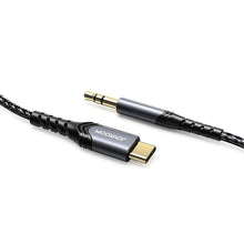 Заредете изображение във визуализатора на галерията – Joyroom AUX stereo audio cable 3.5 mm mini jack - USB Type C for tablet phone 1 m black (SY-A03) - TopMag
