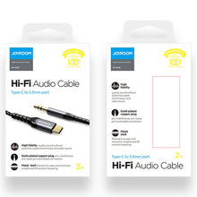 Заредете изображение във визуализатора на галерията – Joyroom AUX stereo audio cable 3.5 mm mini jack - USB Type C for tablet phone 2 m black (SY-A03) - TopMag
