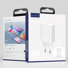 Заредете изображение във визуализатора на галерията – Dux Ducis C60 fast wall charger USB Type C Power Delivery 20W + cable USB Type C - Lightning 1m white - TopMag
