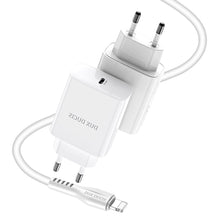 Заредете изображение във визуализатора на галерията – Dux Ducis C60 fast wall charger USB Type C Power Delivery 20W + cable USB Type C - Lightning 1m white - TopMag
