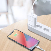 Заредете изображение във визуализатора на галерията – Dux Ducis C60 fast wall charger USB Type C Power Delivery 20W + cable USB Type C - Lightning 1m white - TopMag
