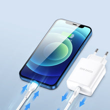 Заредете изображение във визуализатора на галерията – Dux Ducis C60 fast wall charger USB Type C Power Delivery 20W + cable USB Type C - Lightning 1m white - TopMag
